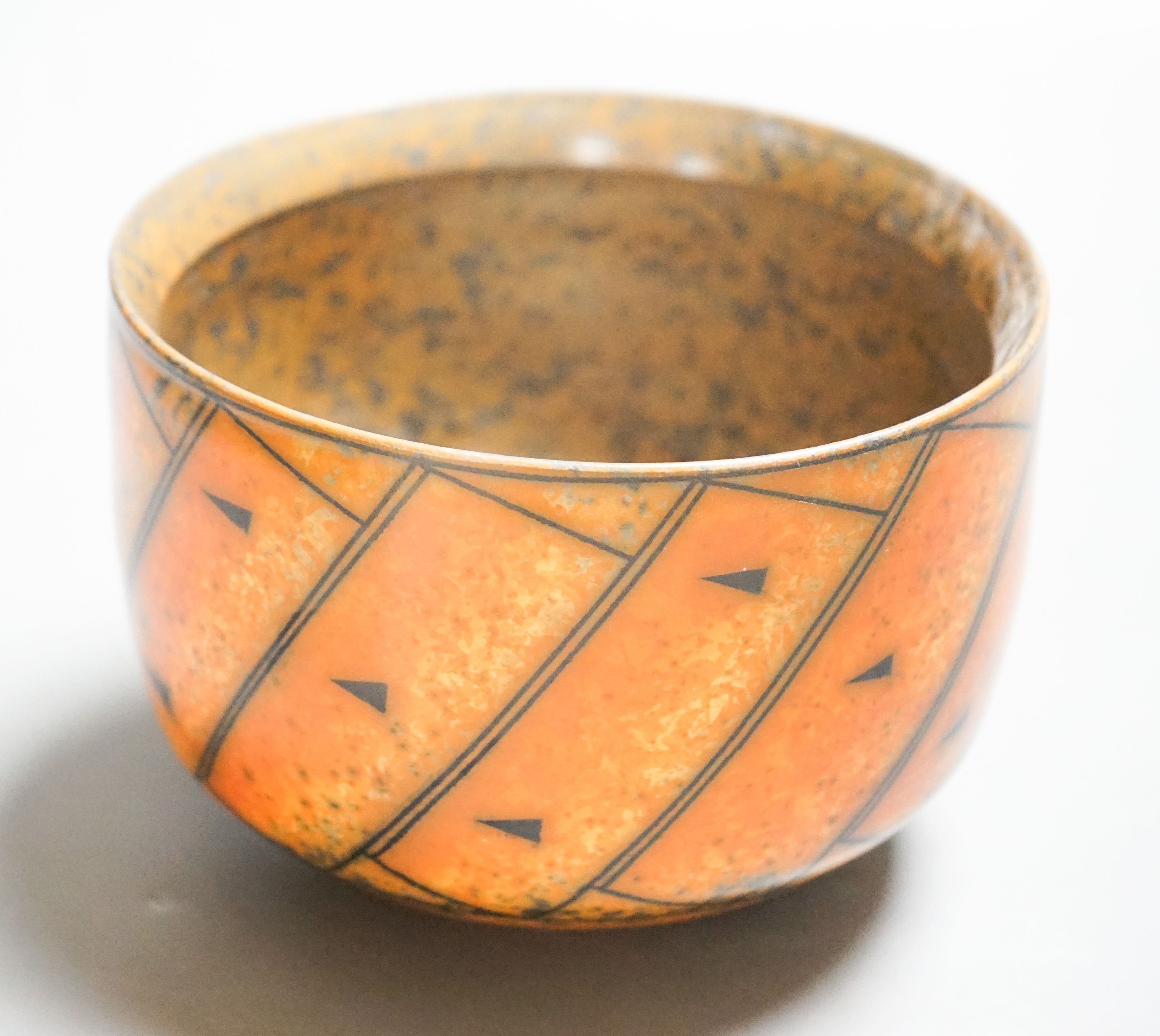 Duncan Ross (b.1943), a burnished terra-sigillata U-shaped vase (small glaze flake to rim) 15cm wide